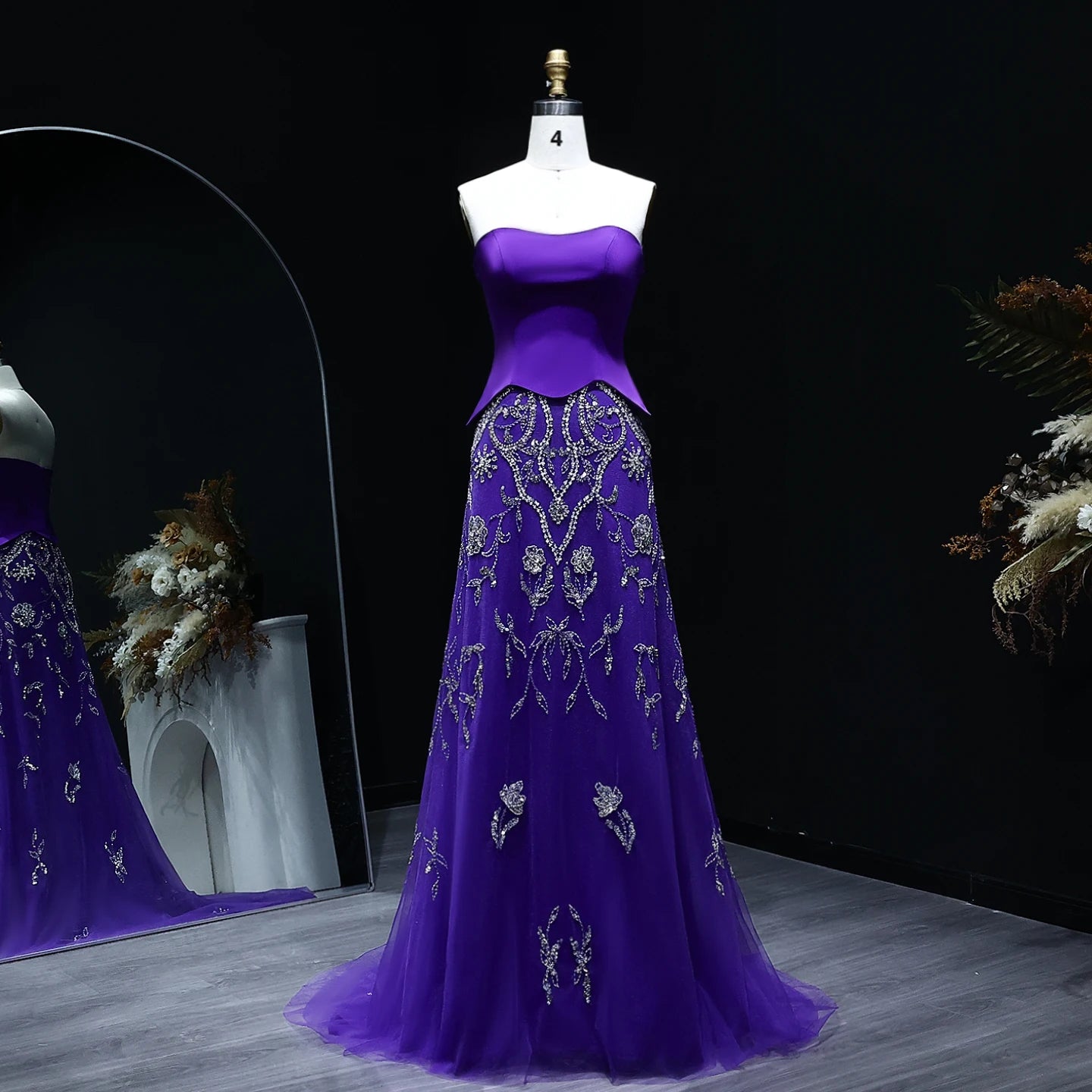 Sage Green Yellow Luxury Arabic Evening Dress