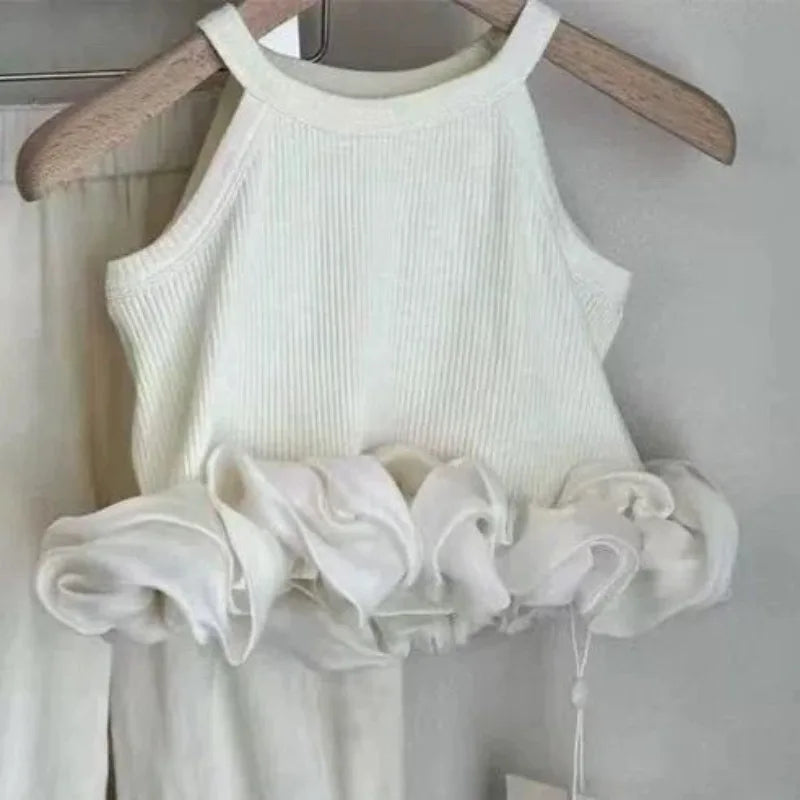 Set Kid Girl  Summer Style Cotton Solid Patchwork 3D Decoration