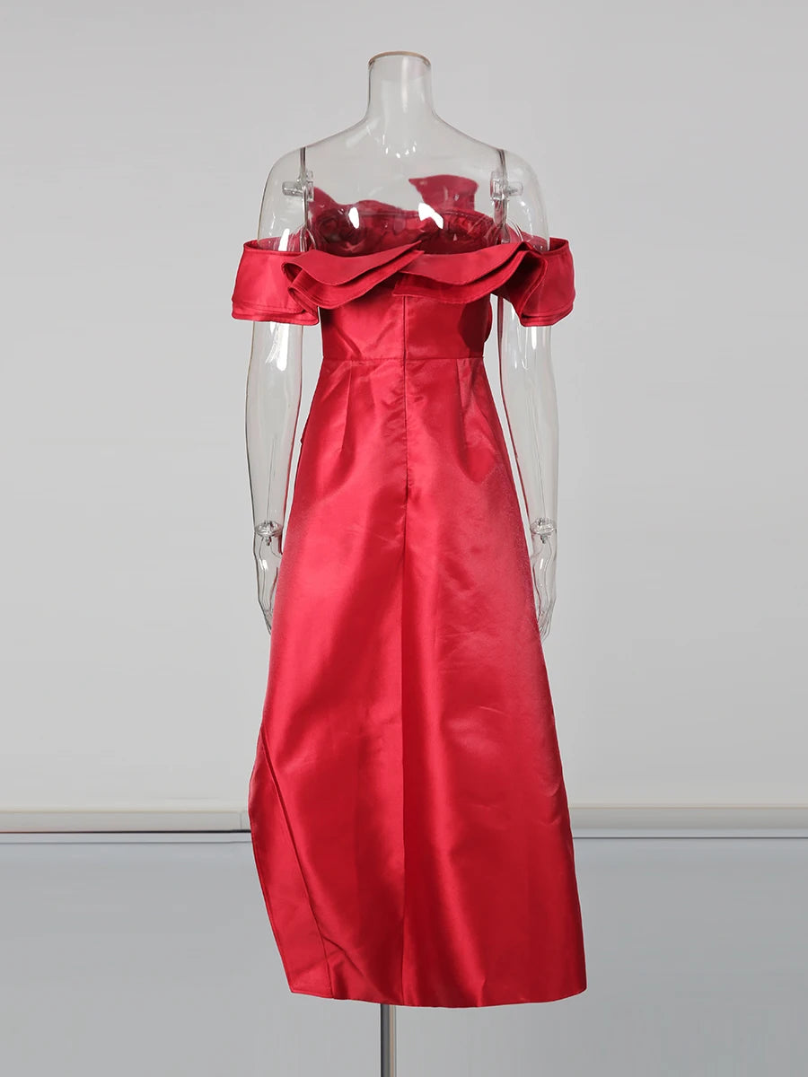 Solid Slimming Spliced Ruffles Folds Temperament Dress