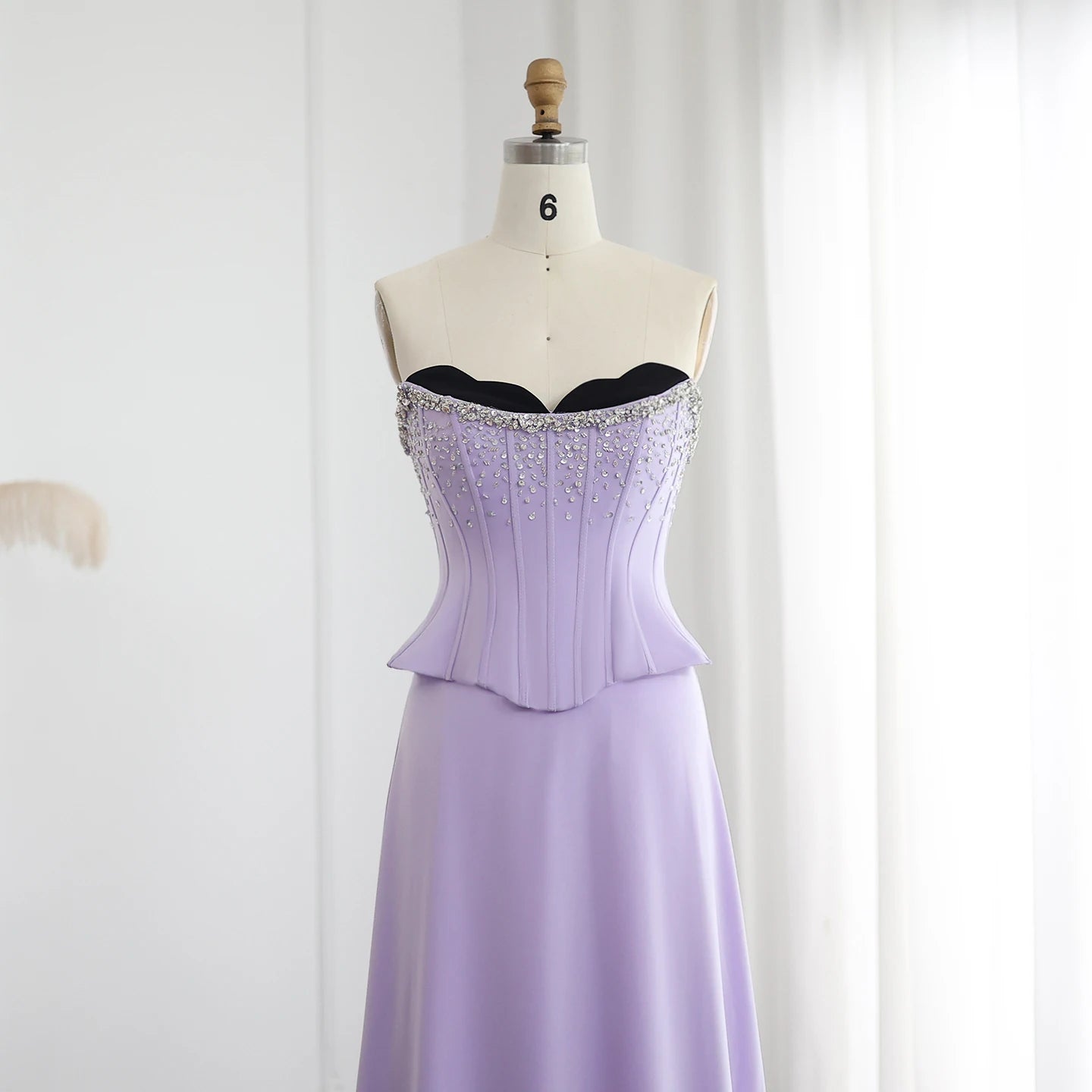 Lilac Two Pieces Evening Dresses for Women Wedding Scalloped Corset