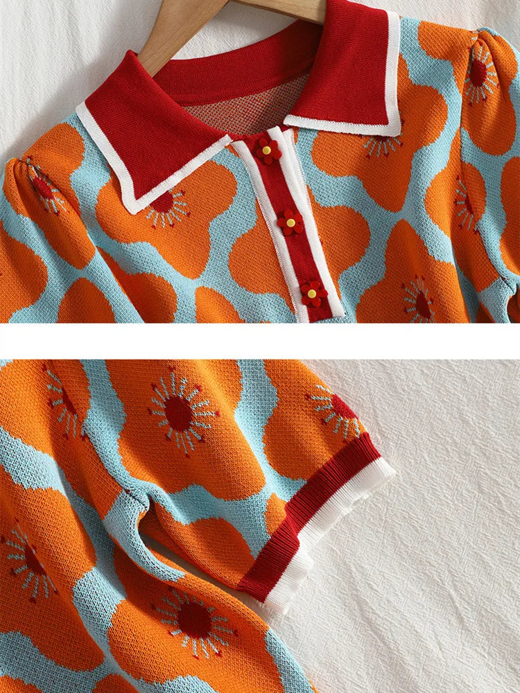 Summer Fashion Knit Skirt Suits Women Short Sleeve