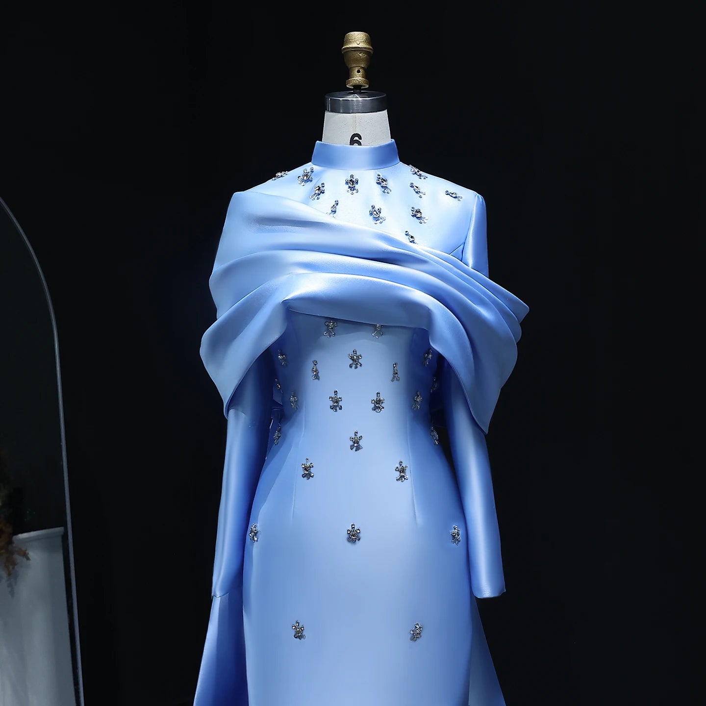 Elegant High Neck Long Sleeves Muslim Evening Dress