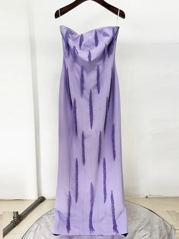 Elegant Strapless Evening Party Dress