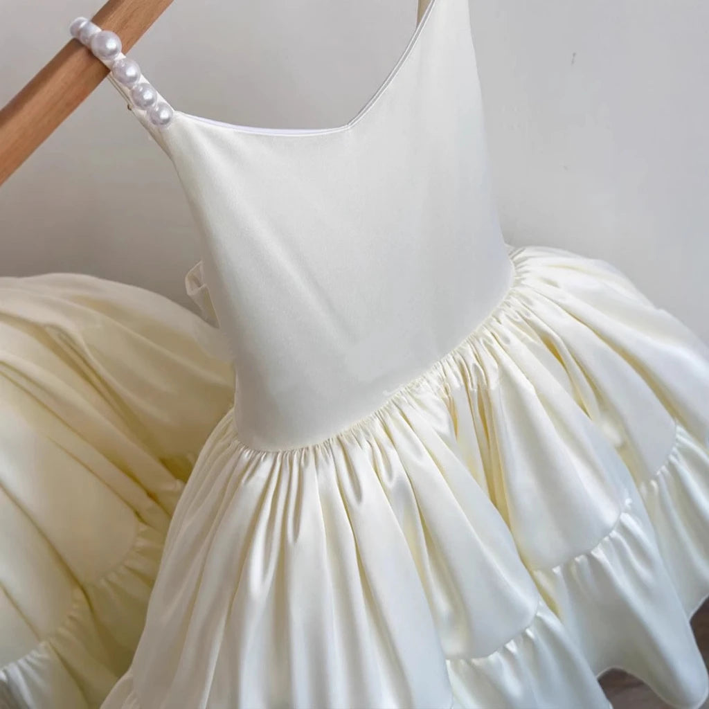 Baby Girl Princess Pearl Strap Dress Back