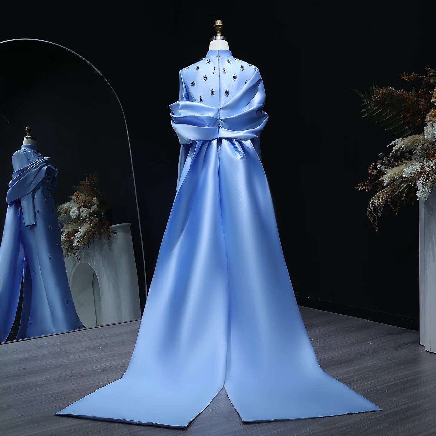 Elegant High Neck Long Sleeves Muslim Evening Dress