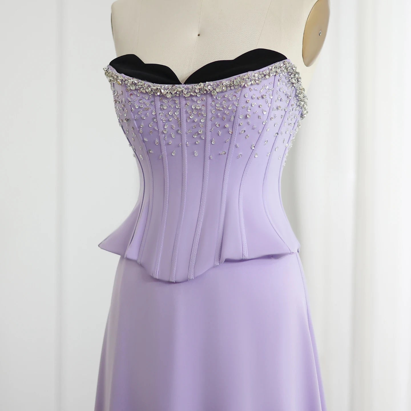 Lilac Two Pieces Evening Dresses for Women Wedding Scalloped Corset