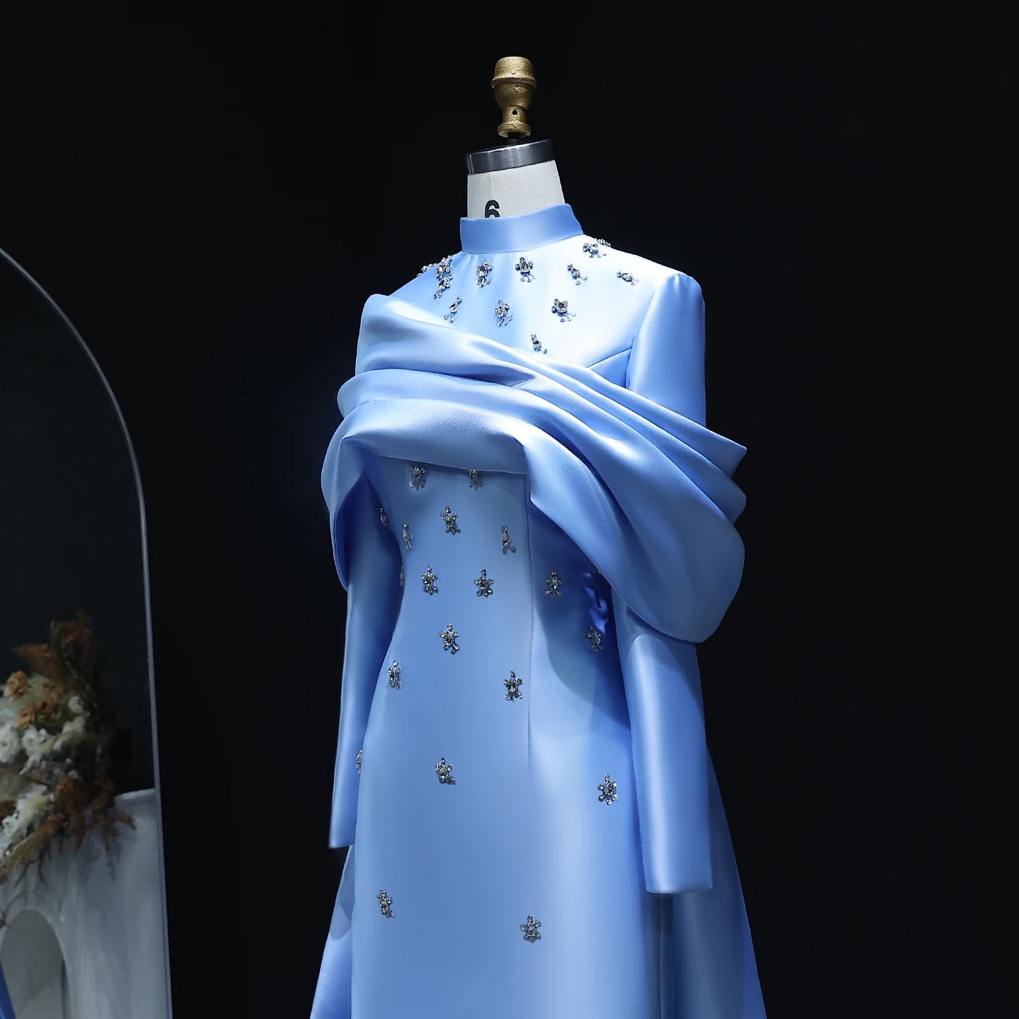 Elegant High Neck Long Sleeves Muslim Evening Dress