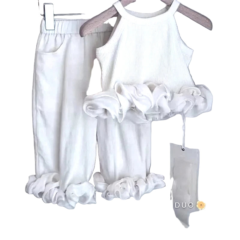 Set Kid Girl  Summer Style Cotton Solid Patchwork 3D Decoration