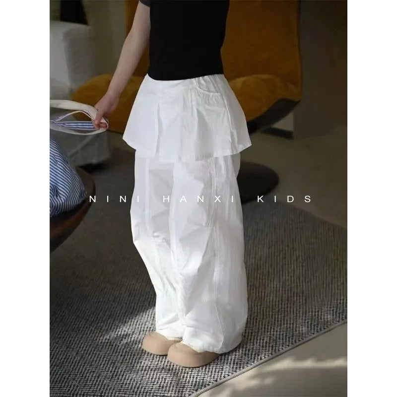 Girls' Trendy Workwear Skirtpants for Summer Stylish and Versatile,Casual Pants for Baby Girls