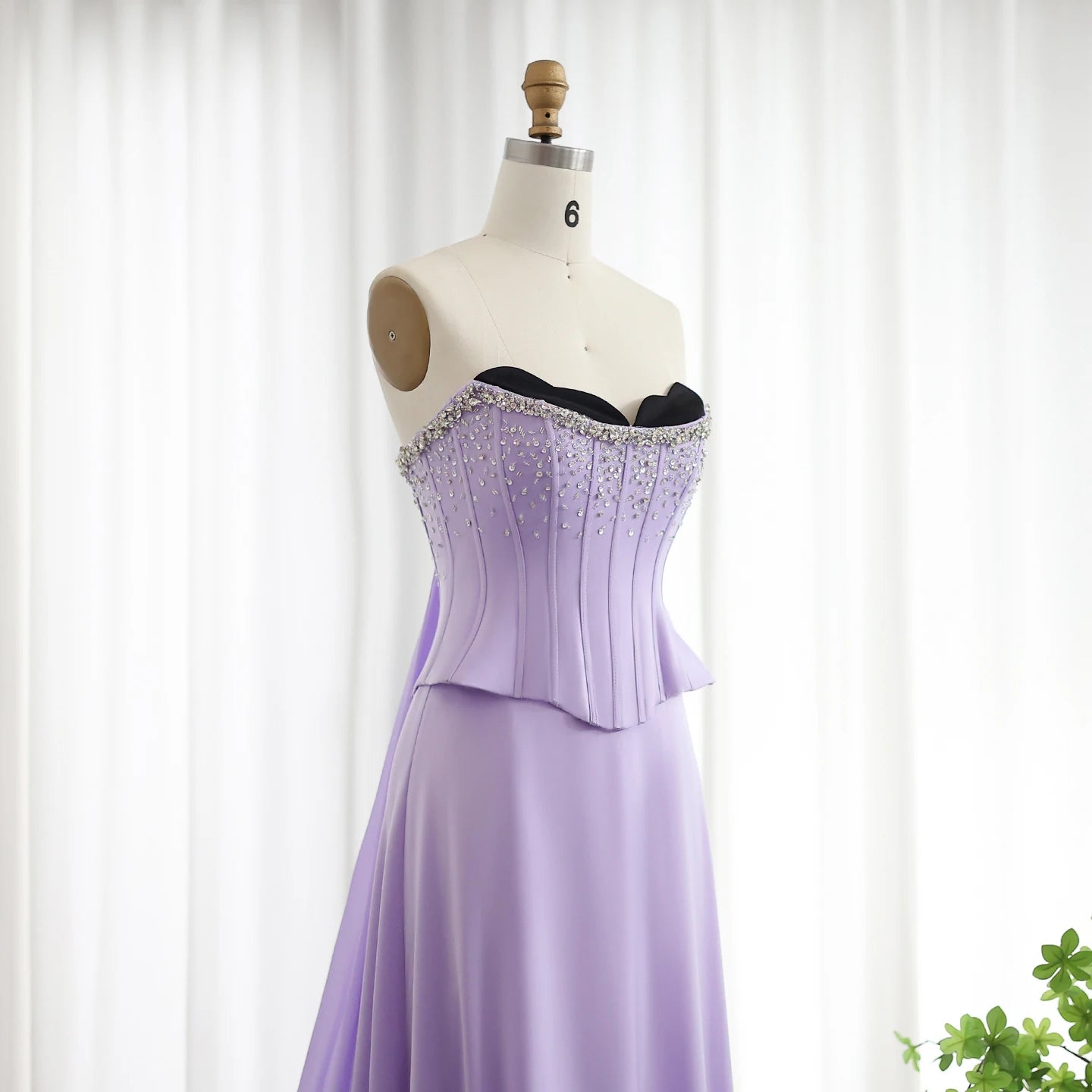 Lilac Two Pieces Evening Dresses for Women Wedding Scalloped Corset