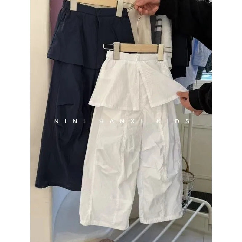 Girls' Trendy Workwear Skirtpants for Summer Stylish and Versatile,Casual Pants for Baby Girls