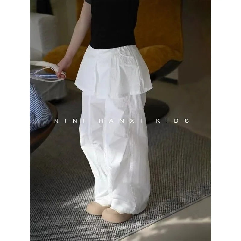 Girls' Trendy Workwear Skirtpants for Summer Stylish and Versatile,Casual Pants for Baby Girls