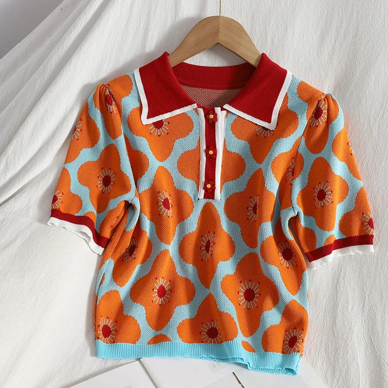 Summer Fashion Knit Skirt Suits Women Short Sleeve