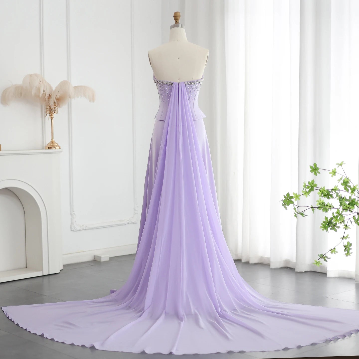 Lilac Two Pieces Evening Dresses for Women Wedding Scalloped Corset